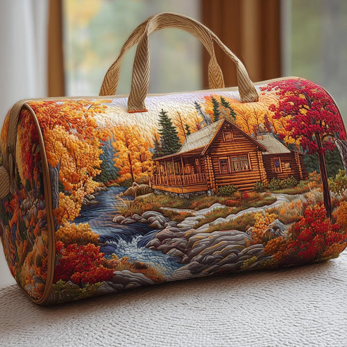 Golden Birch Autumn Cabin Quilted Duffle Bag