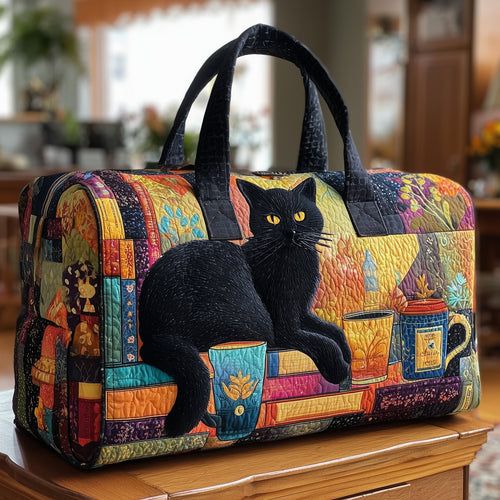 Black Cat Quilted Duffle Bag