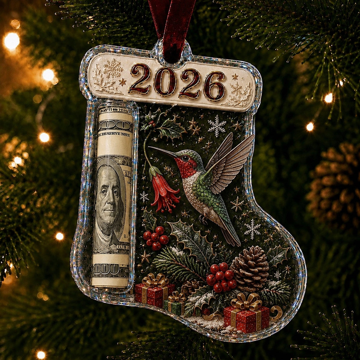 Hummingbird Cash Clip Christmas Ornament