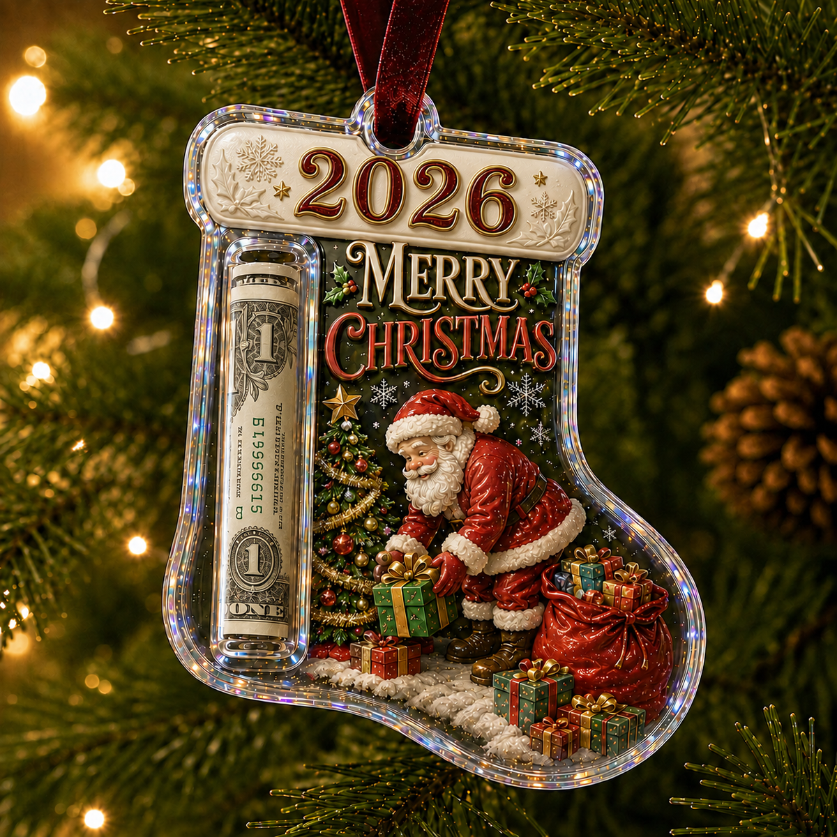Santa Claus Cash Clip Christmas Ornament