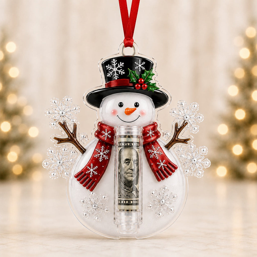 Snowman Globe Cash Tube Christmas Ornament