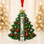 Decorated Tree Acrylic Cash Tube Christmas Ornament