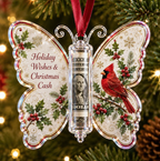 Holiday Wishes Cardinal Butterfly Cash Holder Ornament