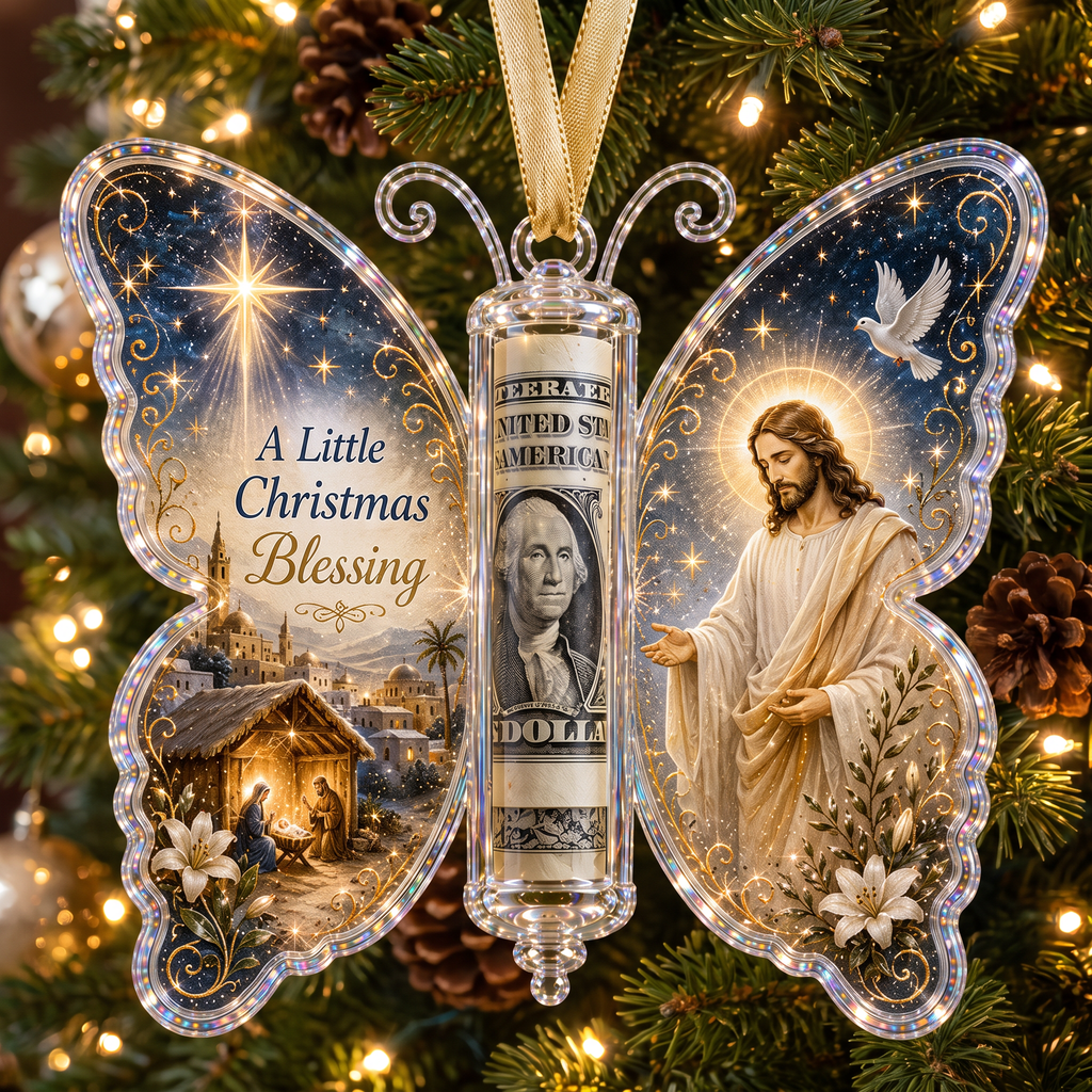 Nativity Blessing Butterfly Cash Holder Ornament