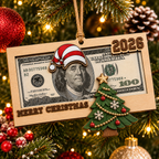 Christmas Tree Wooden Frame Cash Holder Ornament