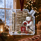 Polar Bear Fuel Can Cash Holder Christmas Ornament