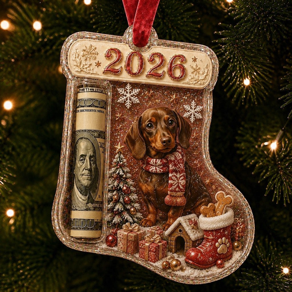 Dachshund Cash Clip Christmas Ornament