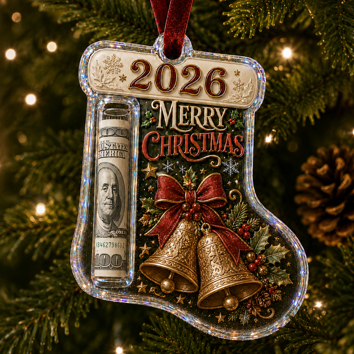 Jingle Bells Cash Clip Christmas Ornament