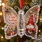 Gnome Cottage Butterfly Cash Holder Christmas Ornament