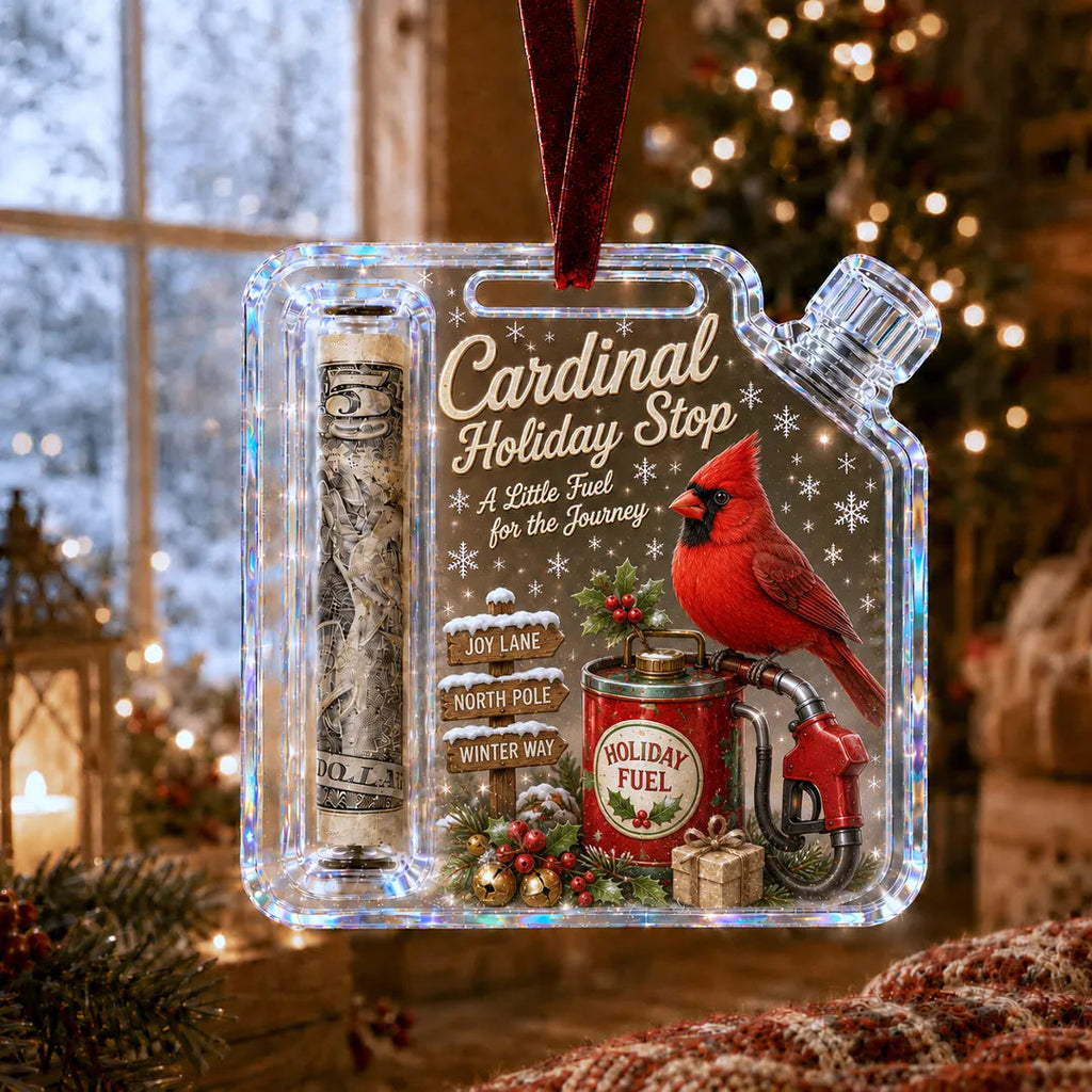Cardinal Fuel Can Cash Holder Christmas Ornament