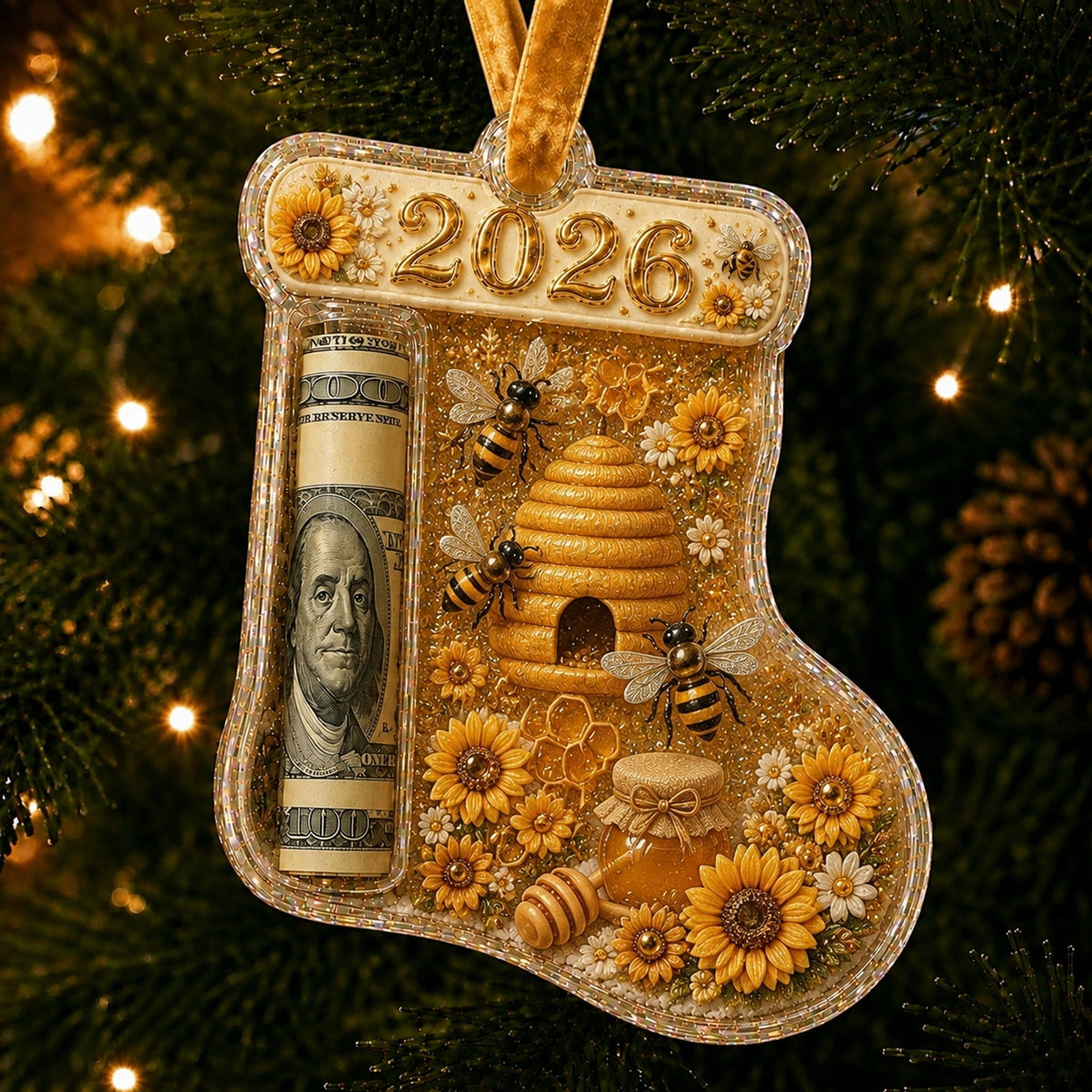 Bee Cash Clip Christmas Ornament