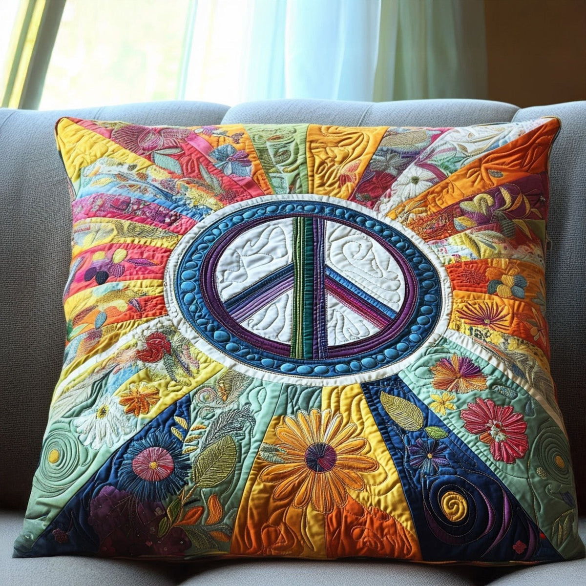 70s Vibe Quilted Cushion Cover printed cushion cover