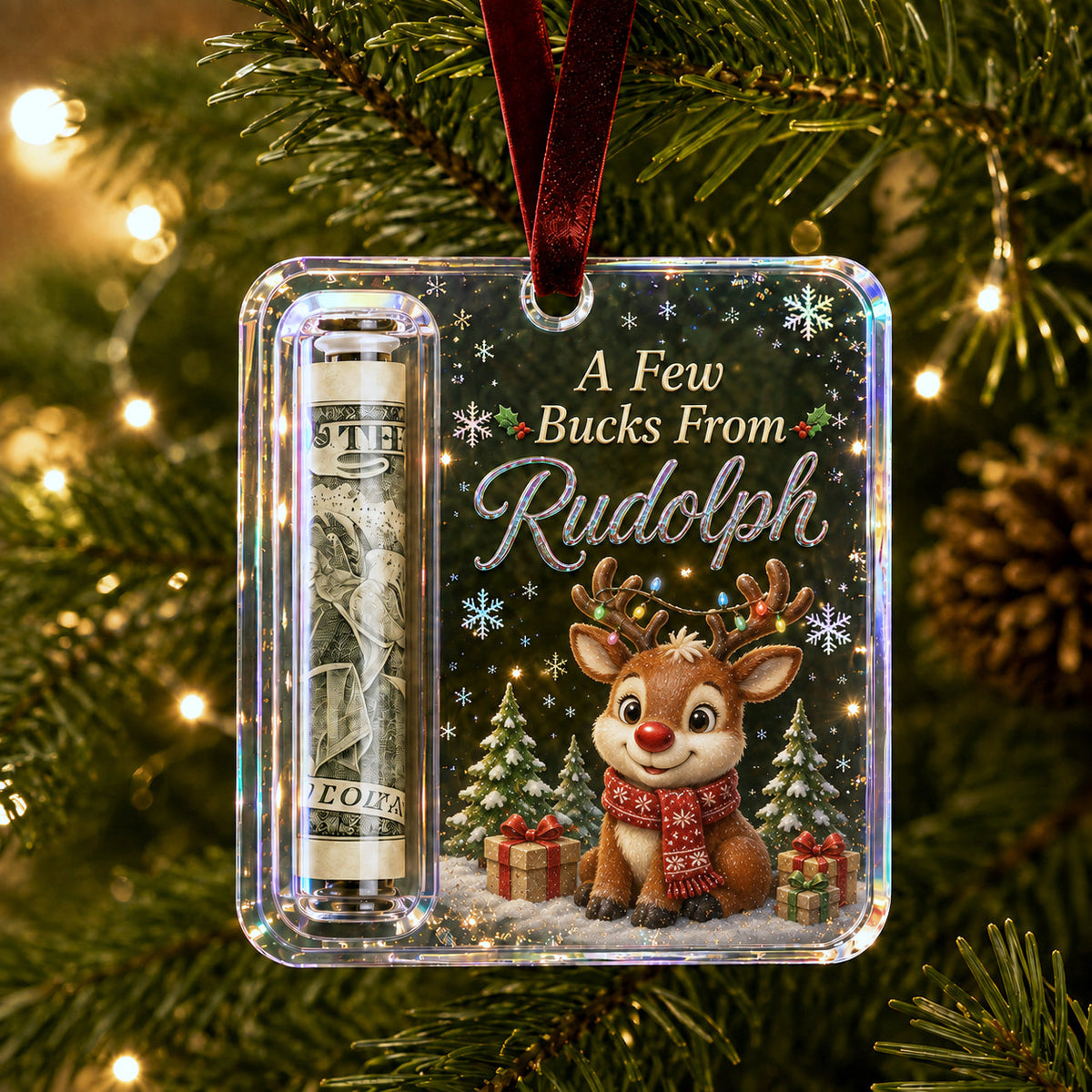 A Few Bucks From Rudolph Cash Holder Ornament