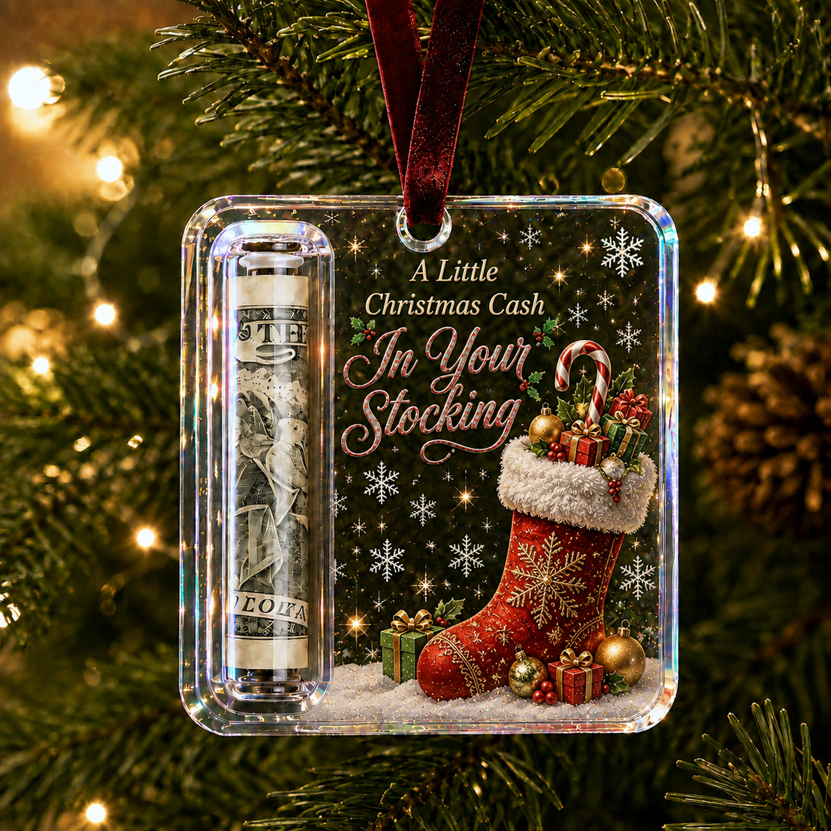 Christmas Stocking Classic Cash Holder Ornament