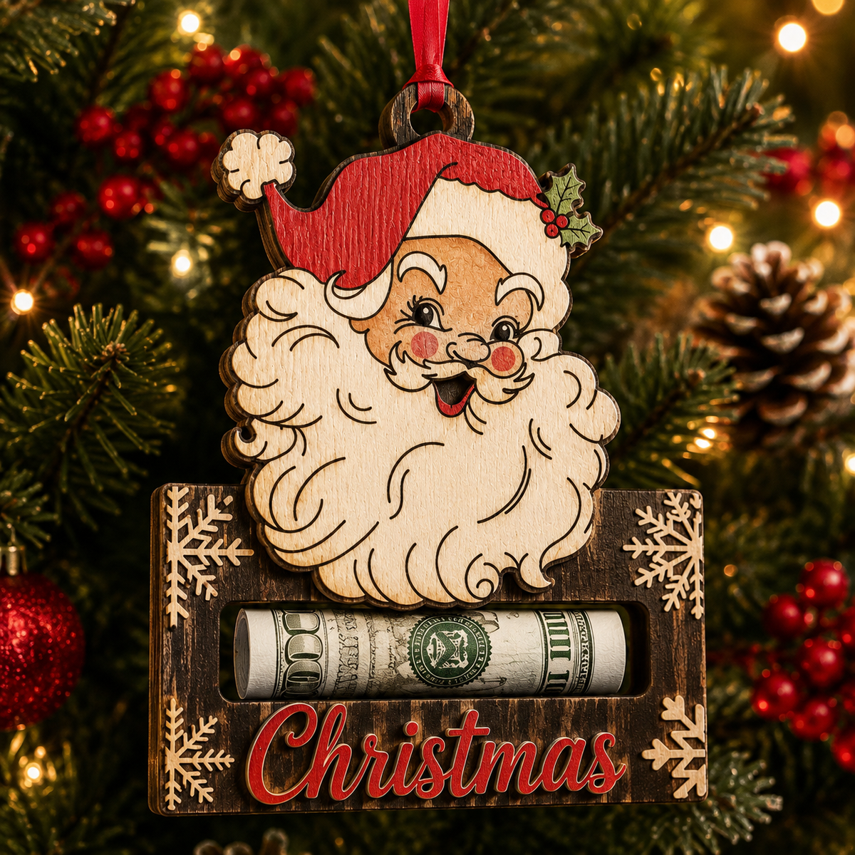 Santa Claus Classic Cash Holder Christmas Ornament