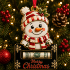 Snowman Face Black Plaque Cash Holder Ornament