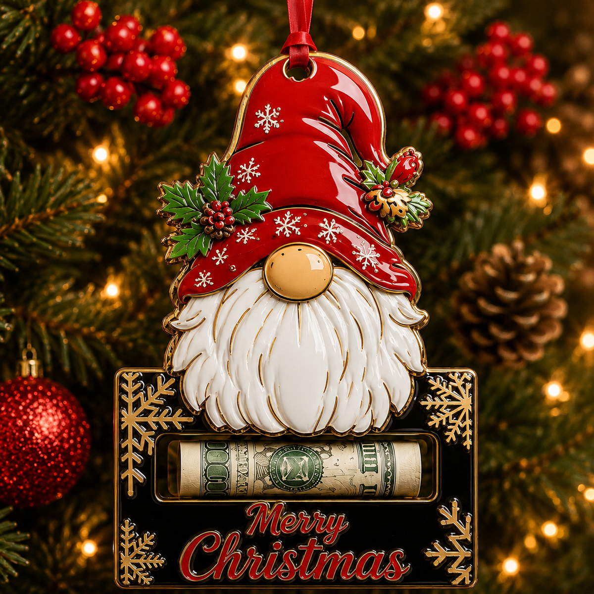 Gnome Holder Cash Ornament