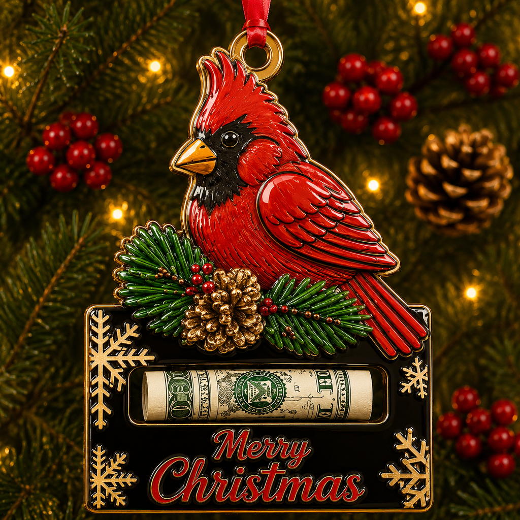 Cardinal Bird Holder Cash Ornament