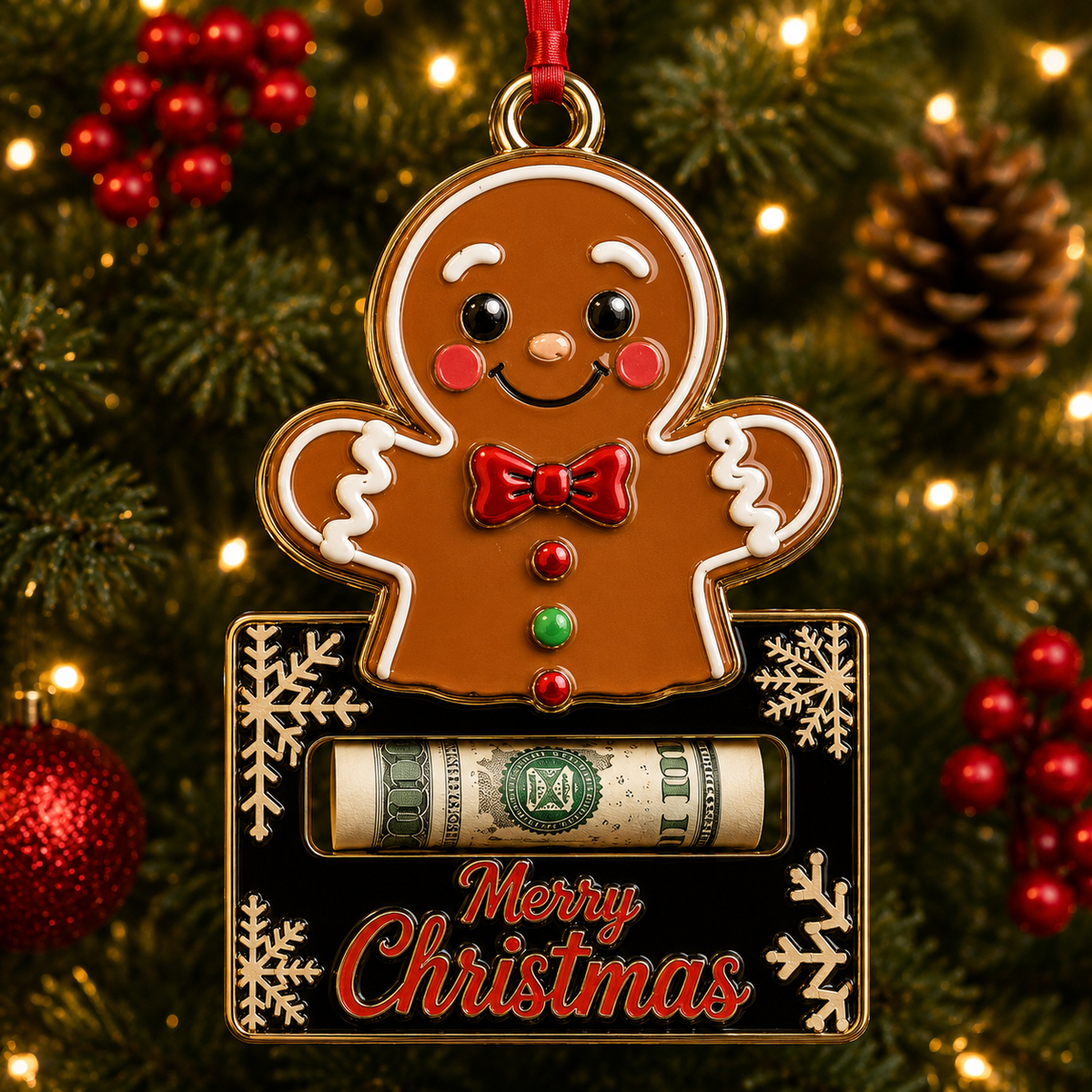 Gingerbread Man Holder Cash Ornament