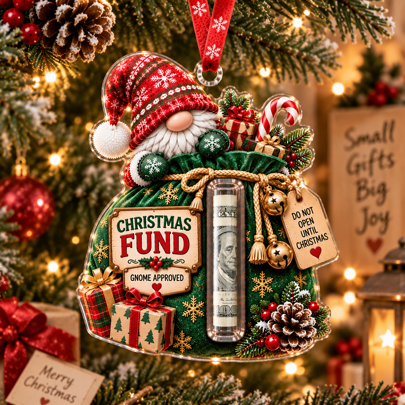 Christmas Fund Gnome Sack Cash Holder Ornament