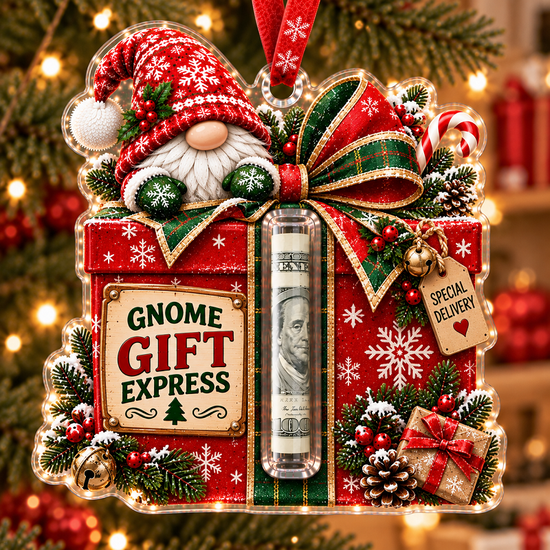 Gnome Gift Express Cash Holder Ornament