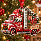 Gnome Cash Delivery Truck Christmas Ornament