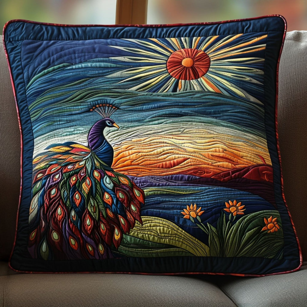A Plumed Path Through Paradise Quilted Cushion Cover printed cushion cover