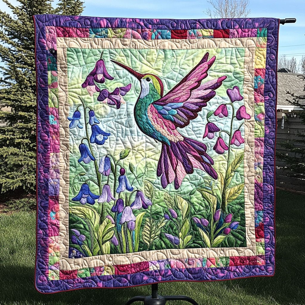 A Symphony of Bluebell Quilted Blanket printed blanket
