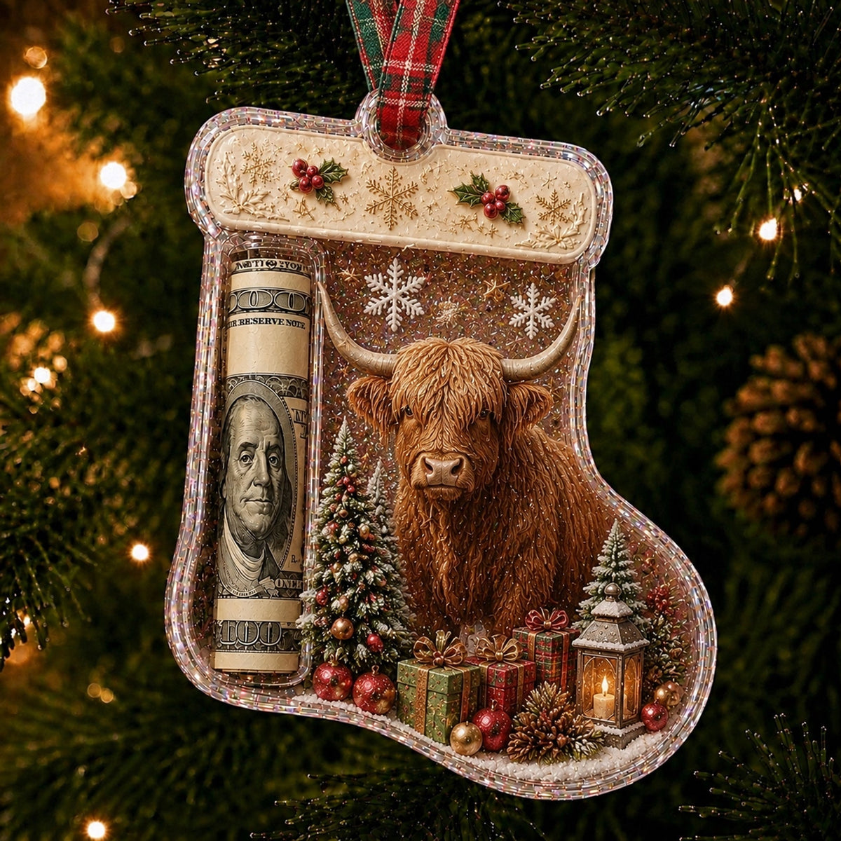 Highland Bull Cash Clip Christmas Ornament