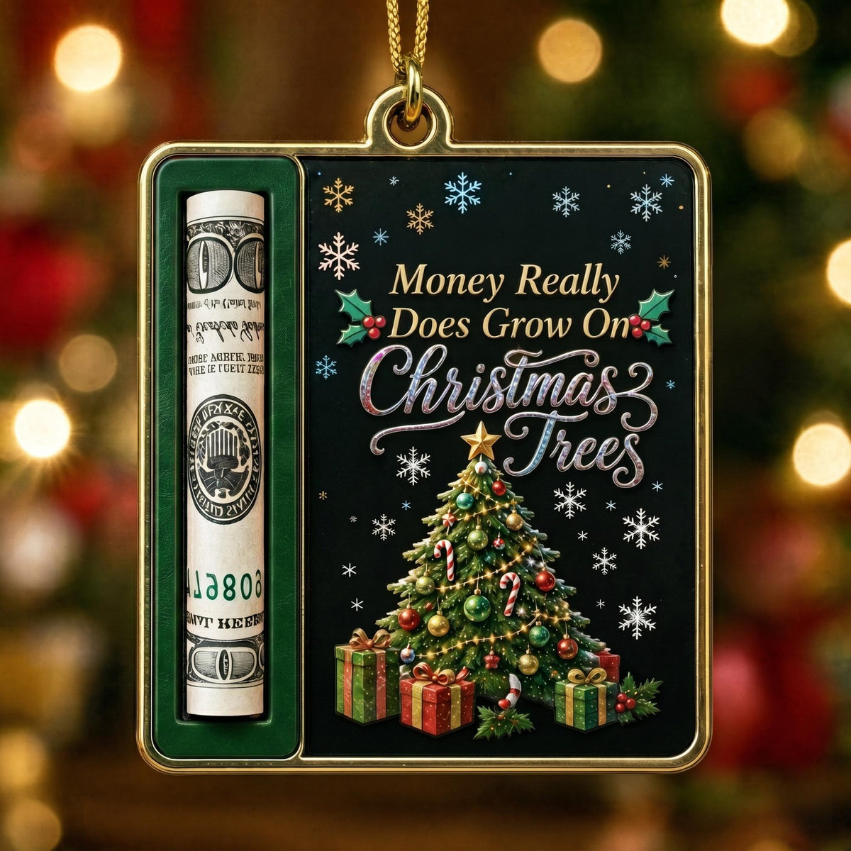 Christmas Tree Santa Note Cash Holder Ornament