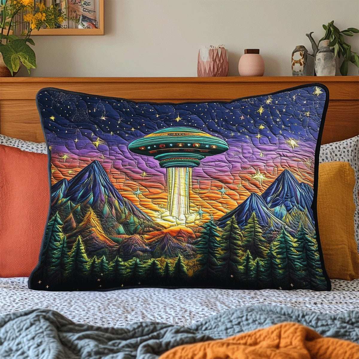 Abduction Aesthetic Quilted Bedding Cushion Cover printed cushion cover