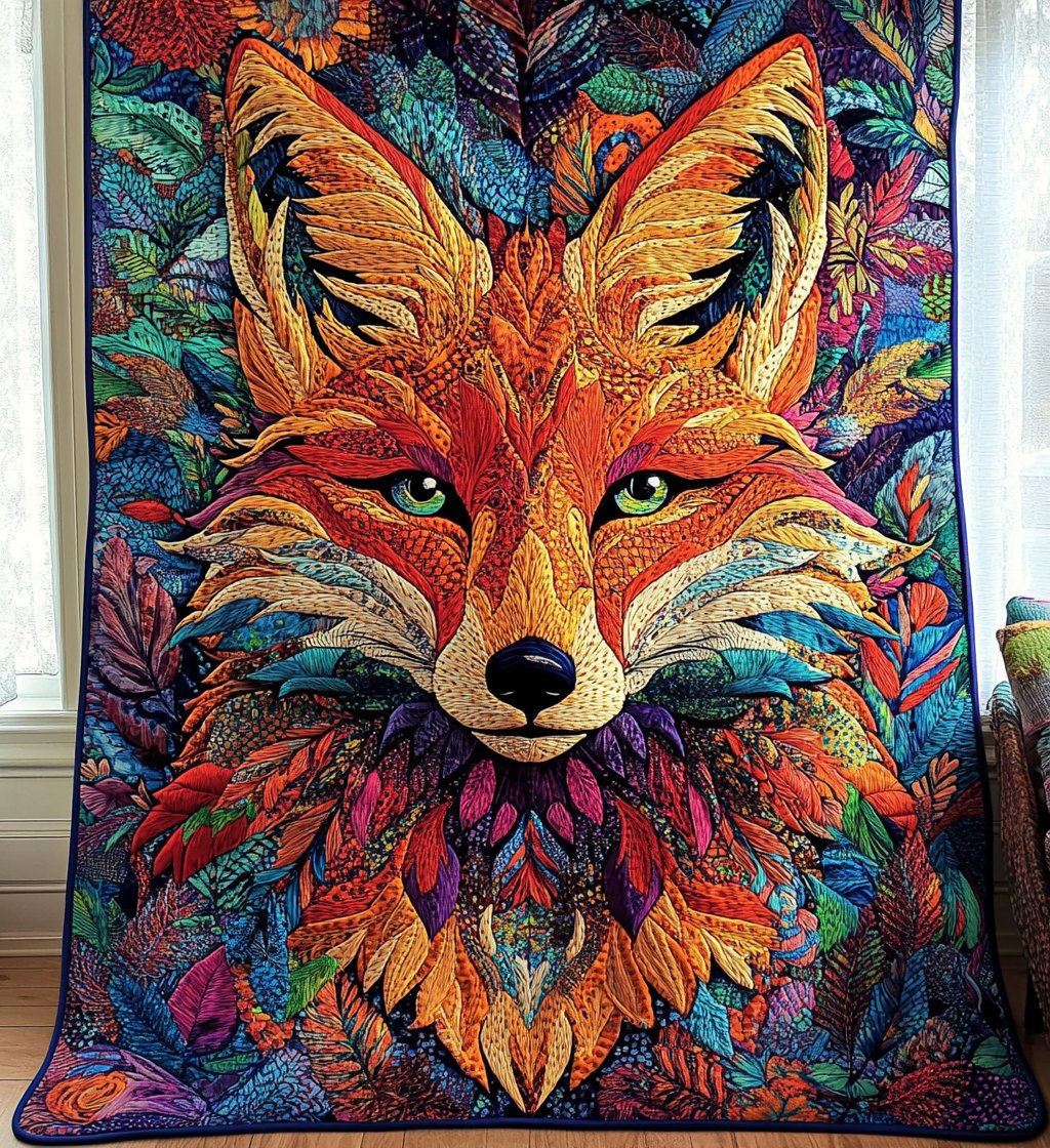 Abstract Fox Quilted Blanket printed blanket