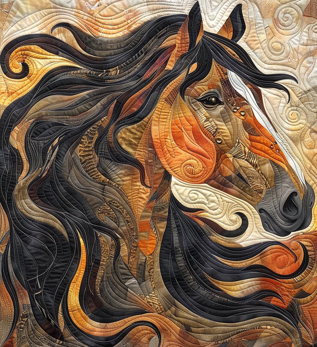 Abstract Horse Quilted Blanket printed blanket