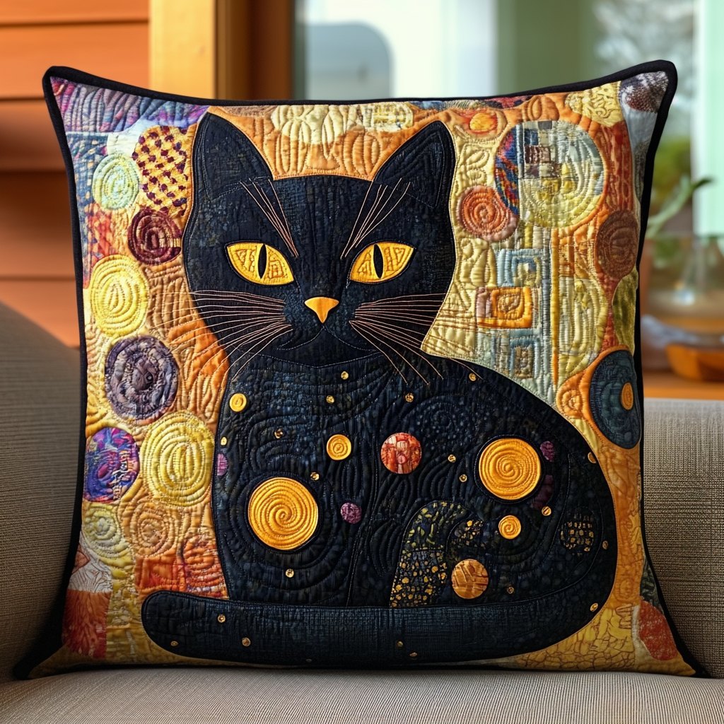 Abstract Kitten Quilted Cushion Cover printed cushion cover