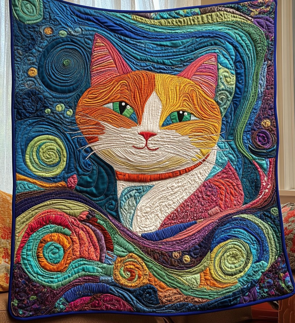 Abstract Kitty Quilted Blanket printed blanket