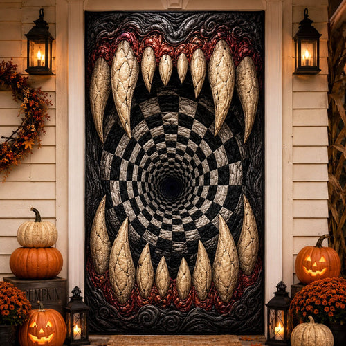 Abyss Fangs Quilted Door Cover printed quilted door curtain
