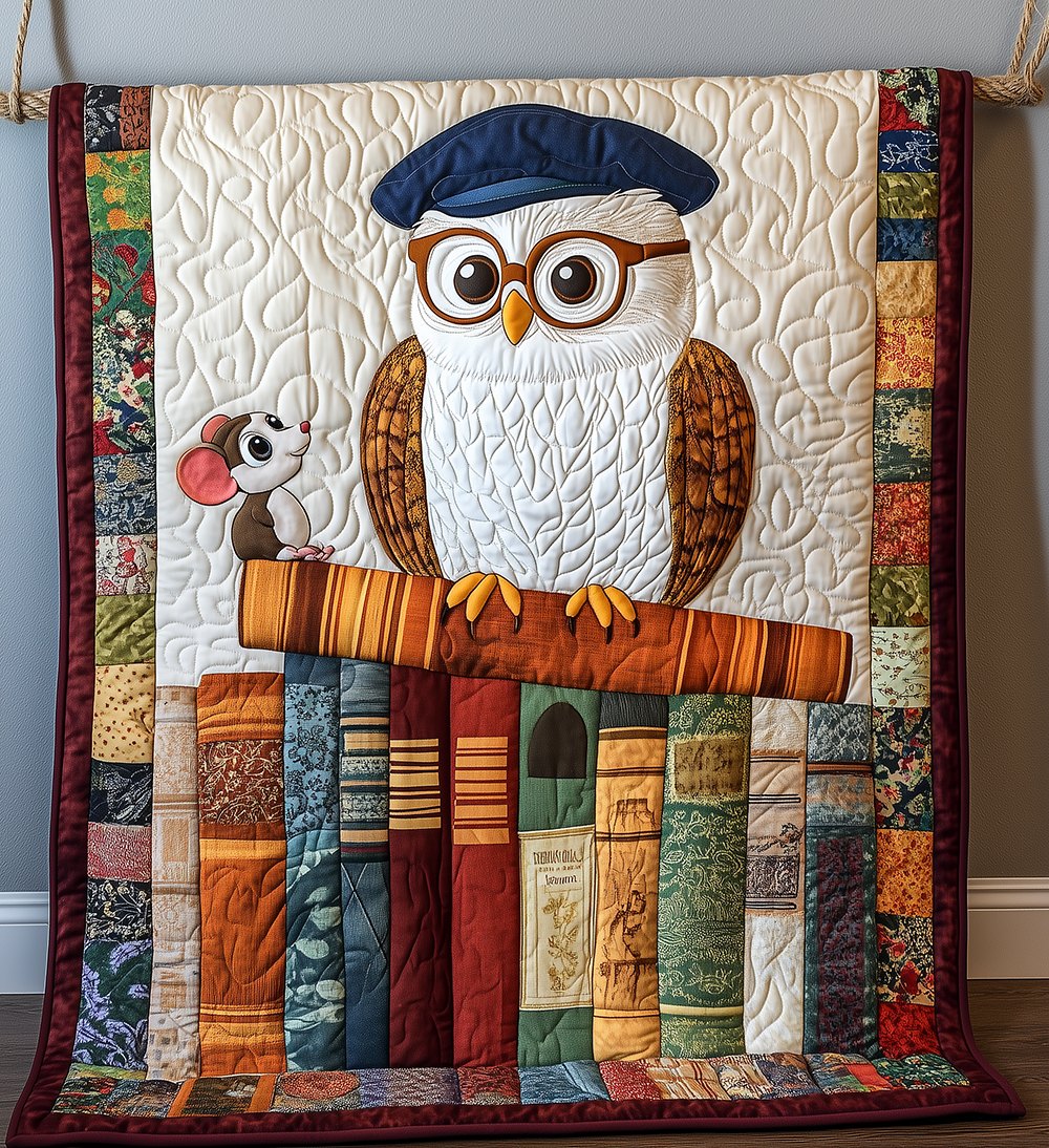 Academy Owl Quilted Blanket printed blanket