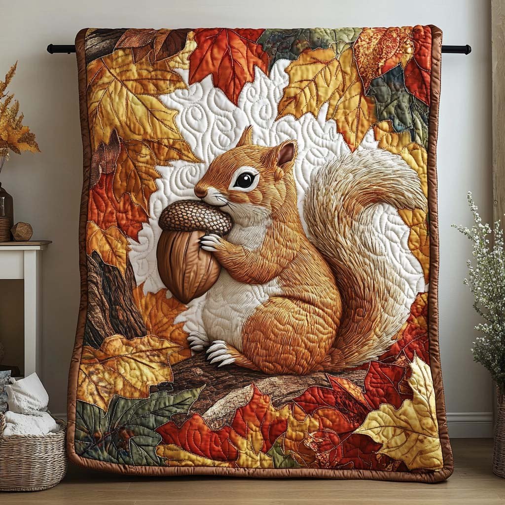 Acorn Adventure Quilted Blanket printed blanket