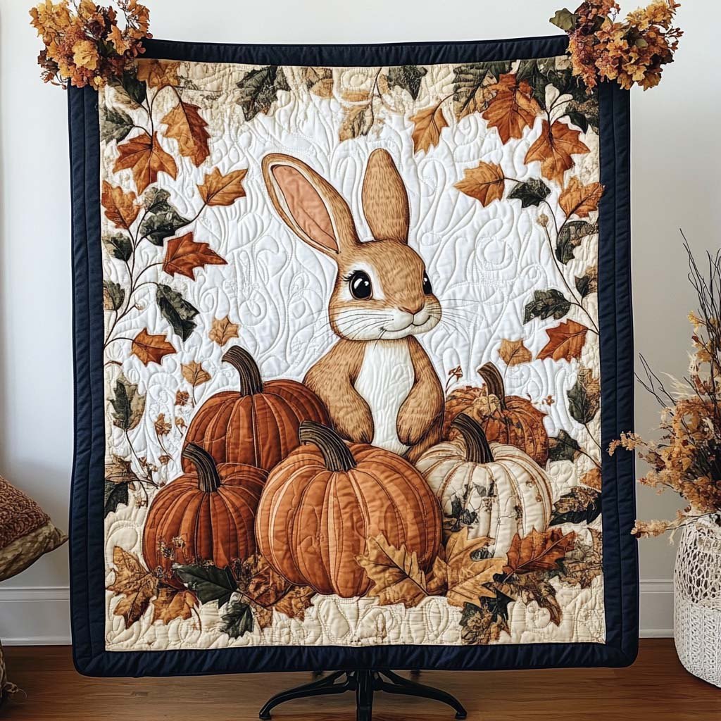 Acorn Bunny Trail Quilted Blanket printed blanket