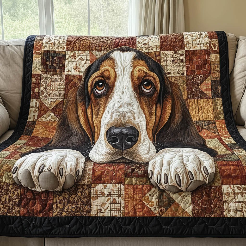 Adorable Basset Quilted Blanket printed blanket