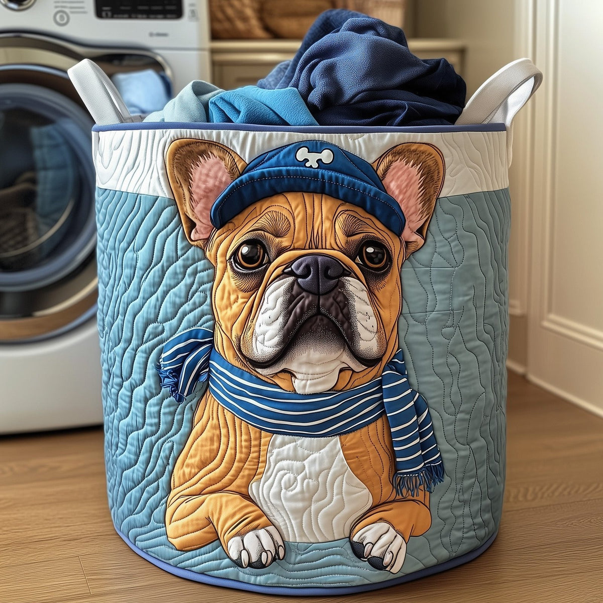 Adorable Bulldog Quilted Laundry Hamper printed laundry hamper