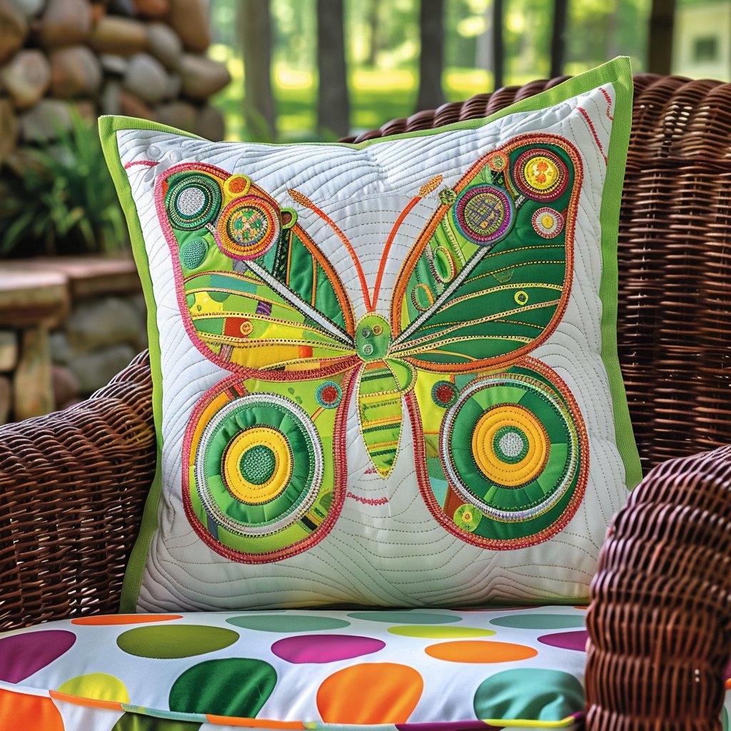 Adorable Butterfly Quilted Cushion Cover printed cushion cover