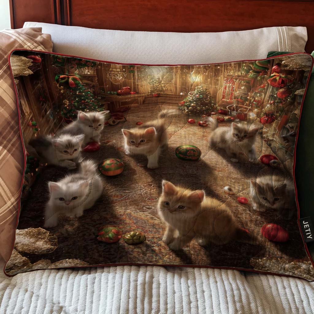 Adorable Cat Quilted Cushion Cover printed cushion cover