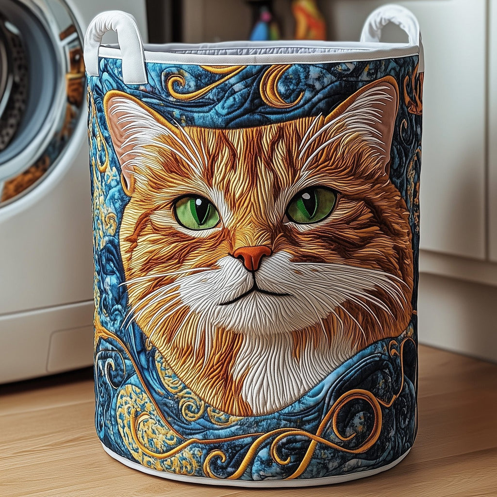 Adorable Cat Quilted Laundry Hamper printed laundry hamper