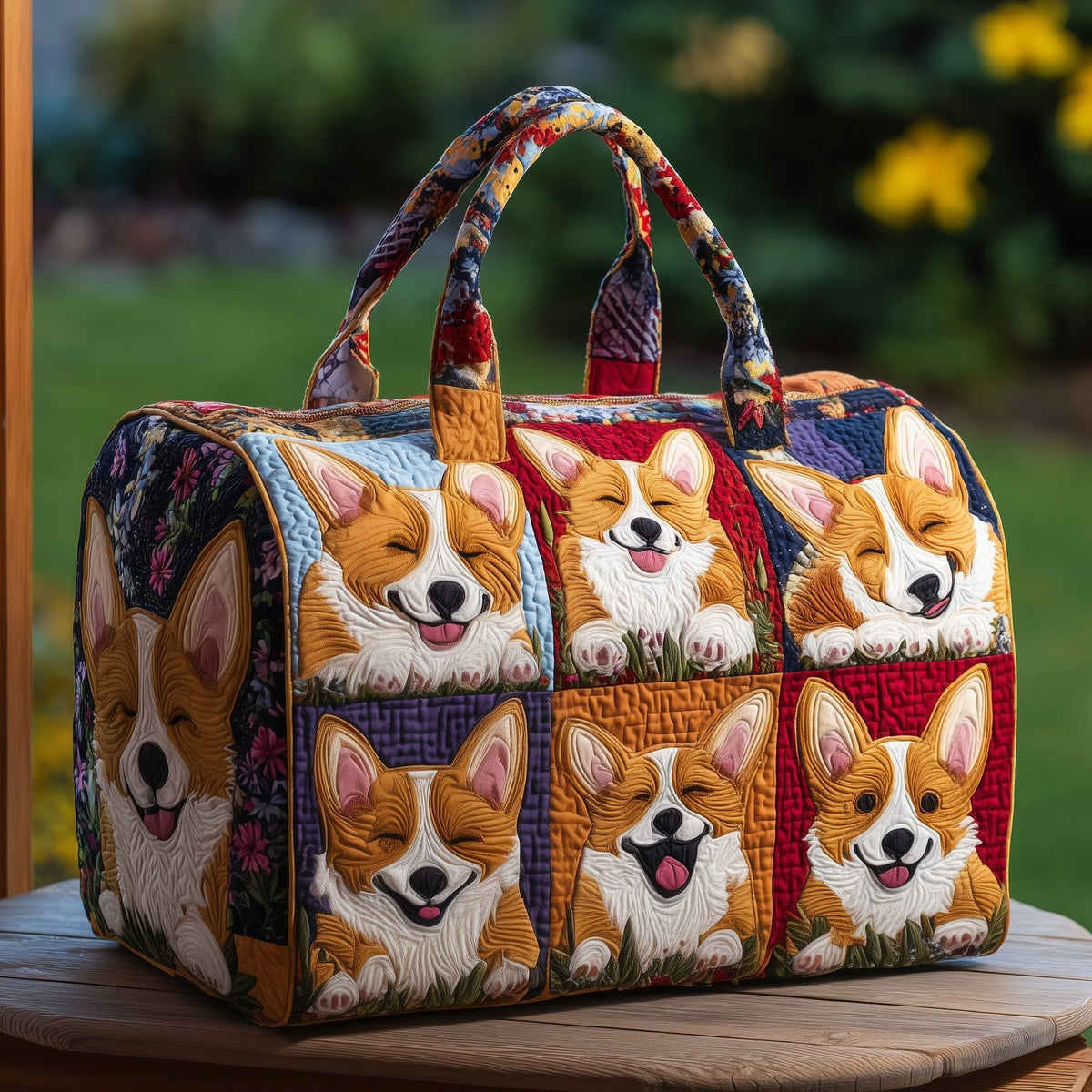 Adorable Corgi Quilted Duffle Bag printed duffle bag