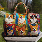 Adorable Corgi Quilted Duffle Bag printed duffle bag