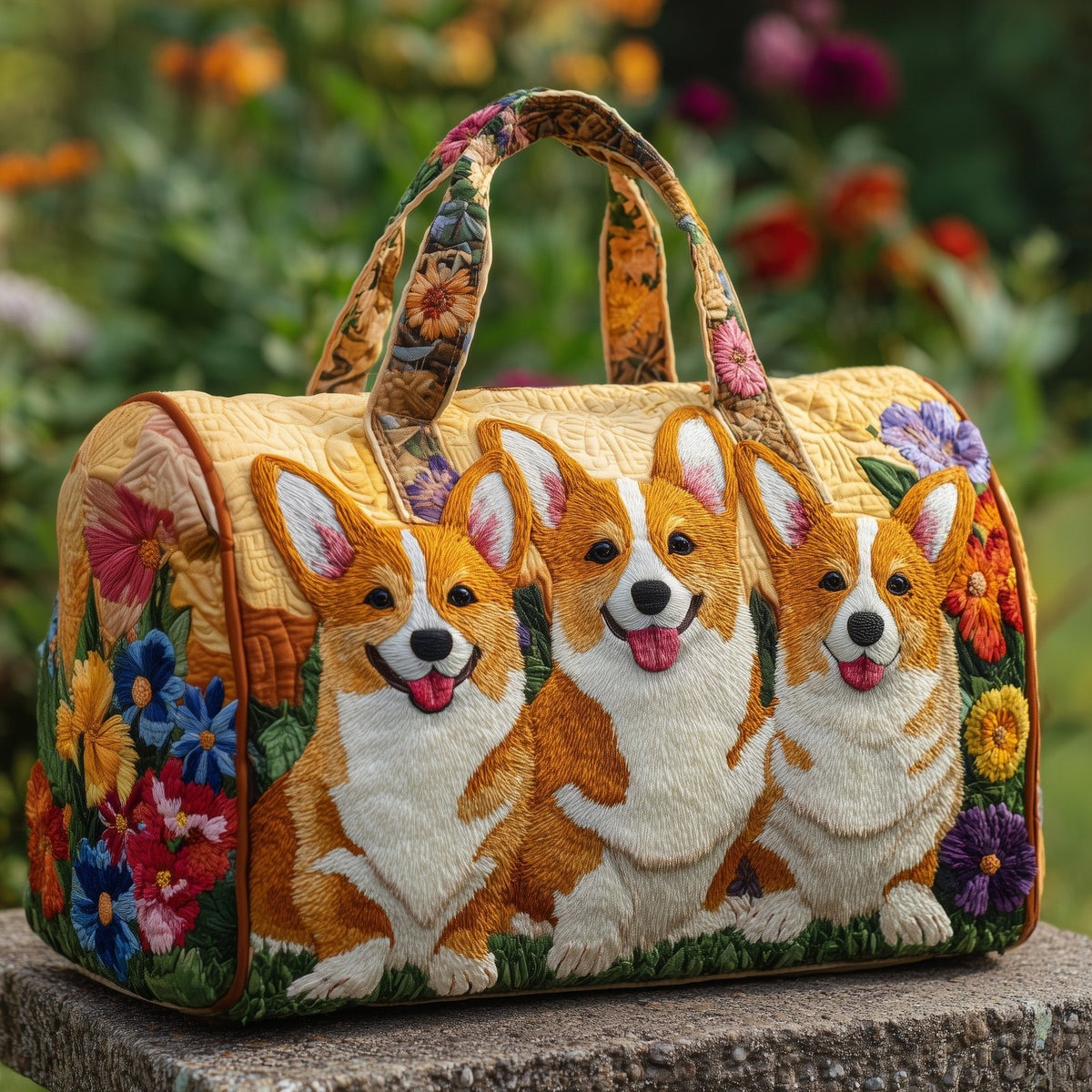 Adorable Corgi Quilted Duffle Bag printed duffle bag