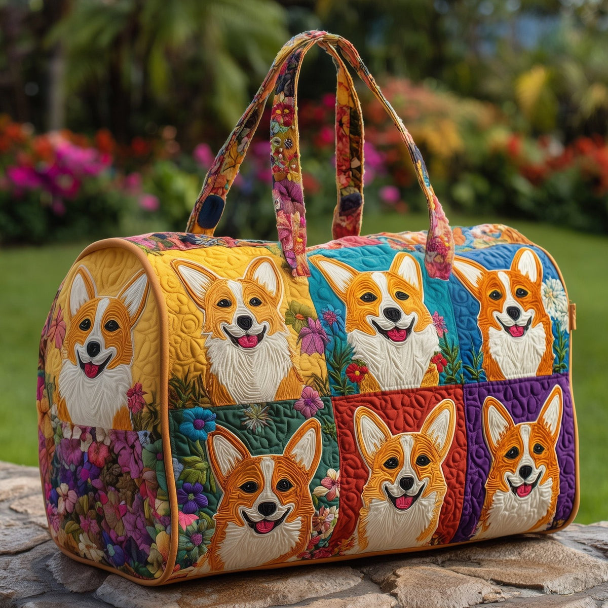 Adorable Corgi Quilted Duffle Bag printed duffle bag