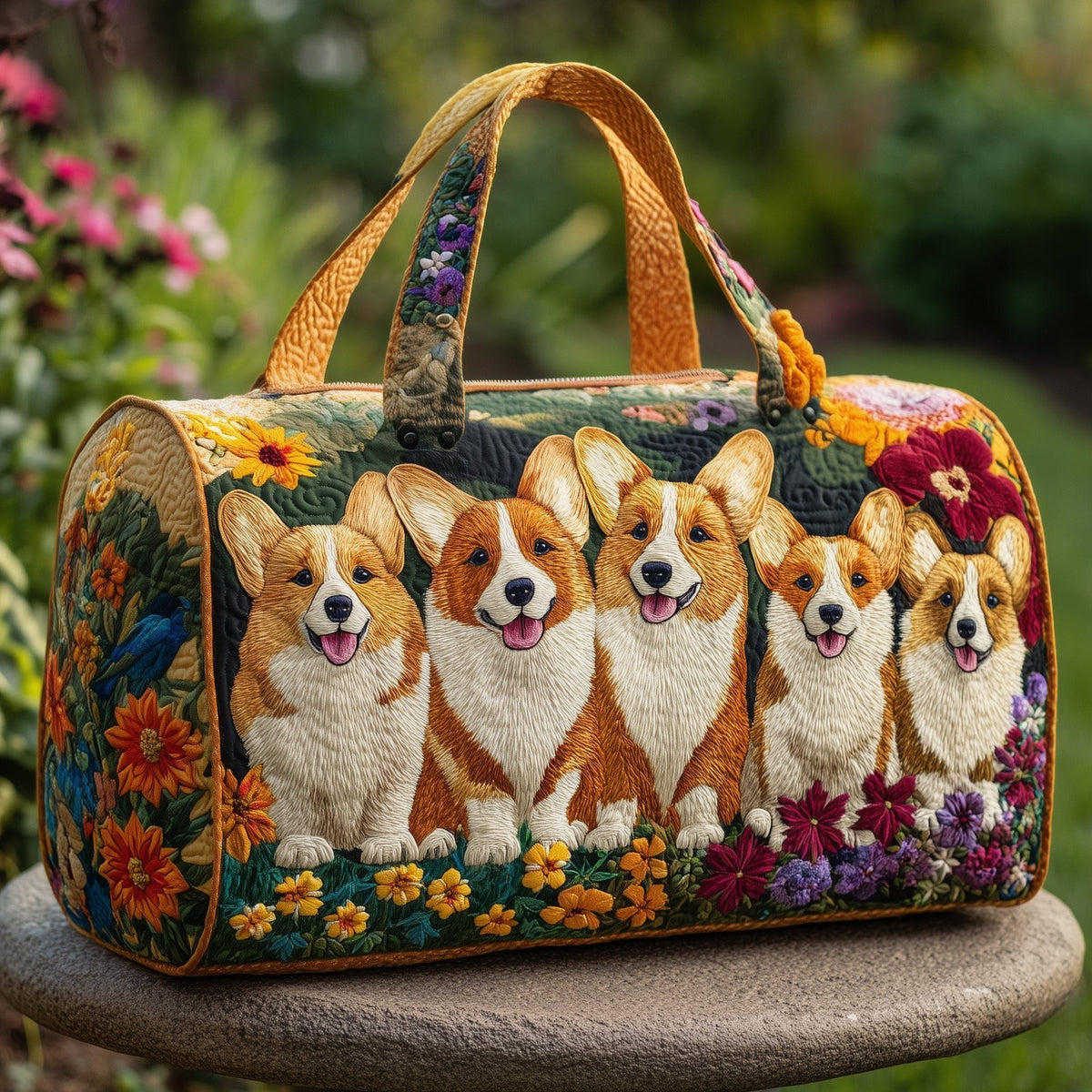 Adorable Corgi Quilted Duffle Bag printed duffle bag