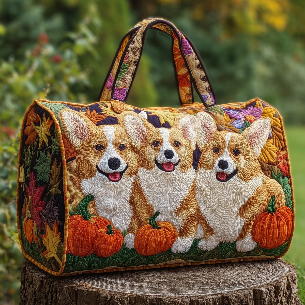 Adorable Corgi Quilted Duffle Bag printed duffle bag